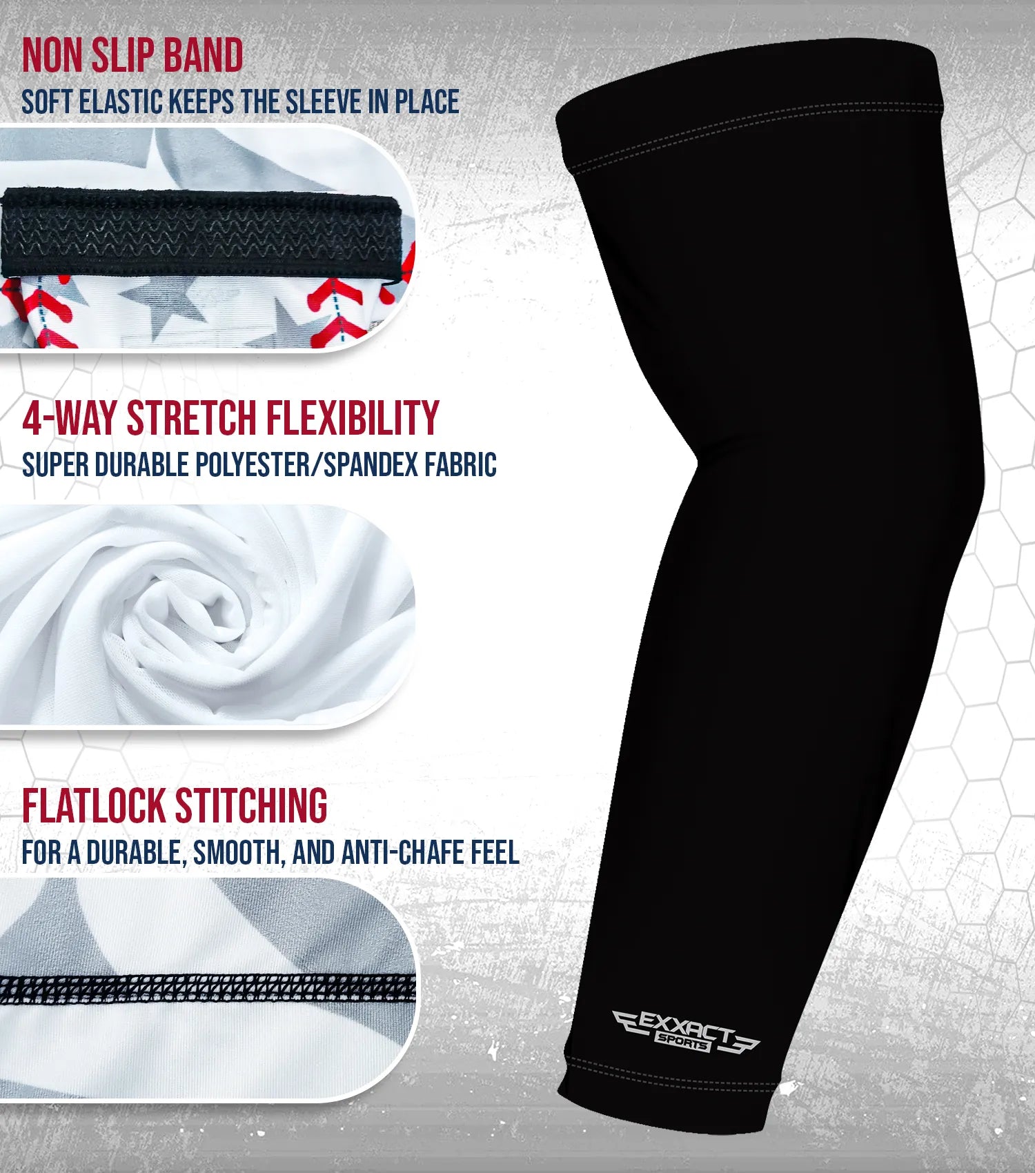 Exxact Sports Compression Arm Sleeves for Mens & Womens Youth Adult 1 Pair - Black