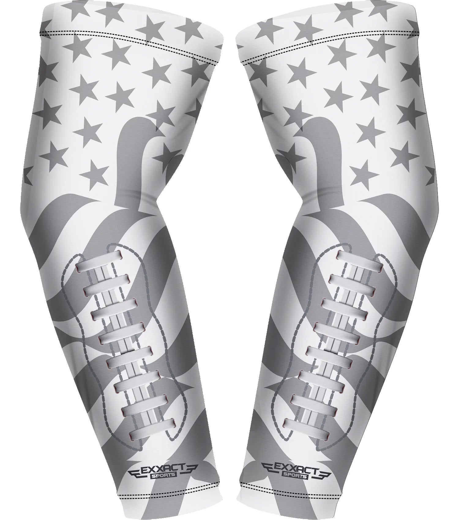 Exxact Sports Compression Arm Sleeves for Mens & Womens Youth Adult 1 Pair - White Football Flag