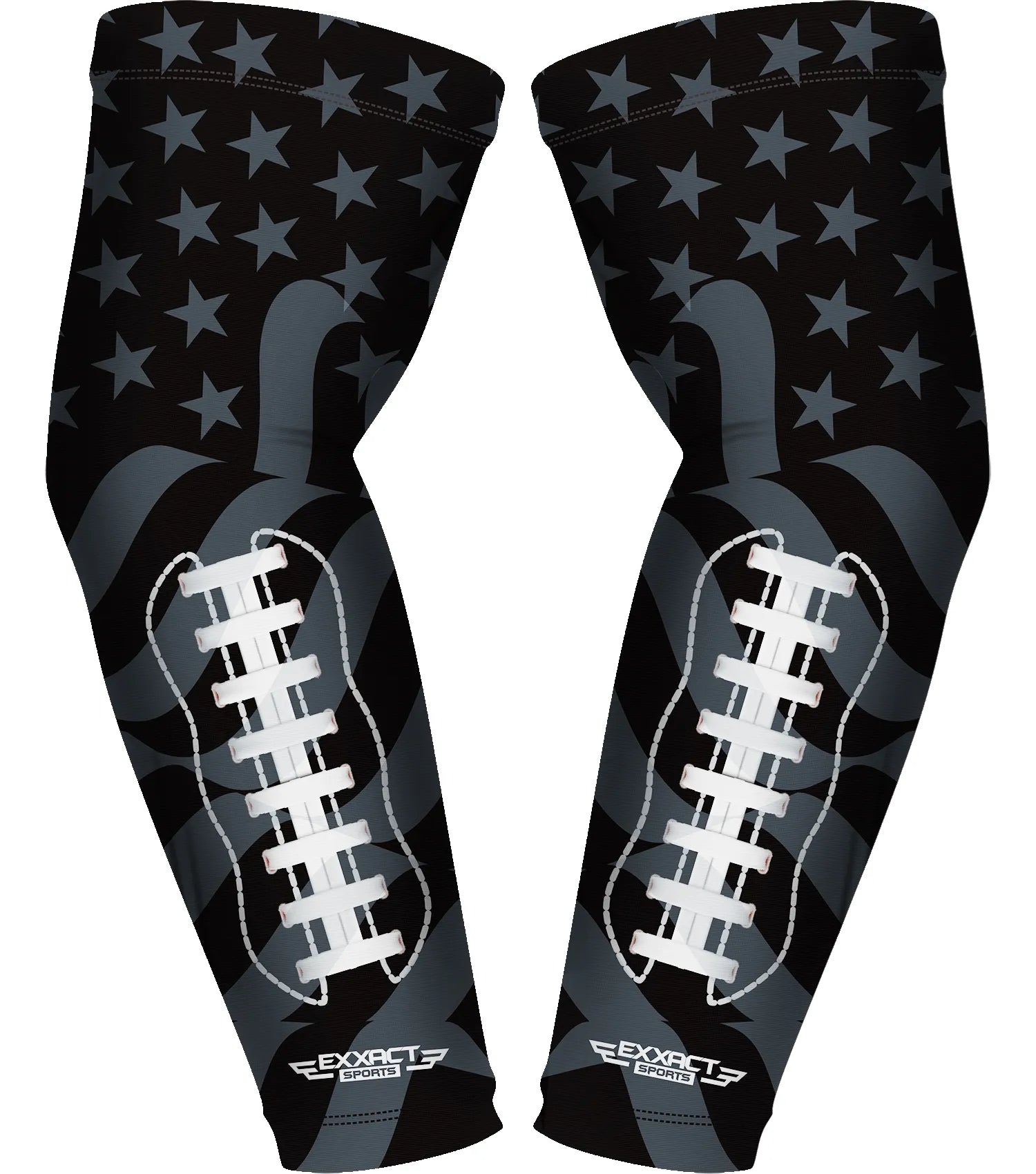 Exxact Sports Compression Arm Sleeves for Mens & Womens Youth Adult 1 Pair - Black Football Flag