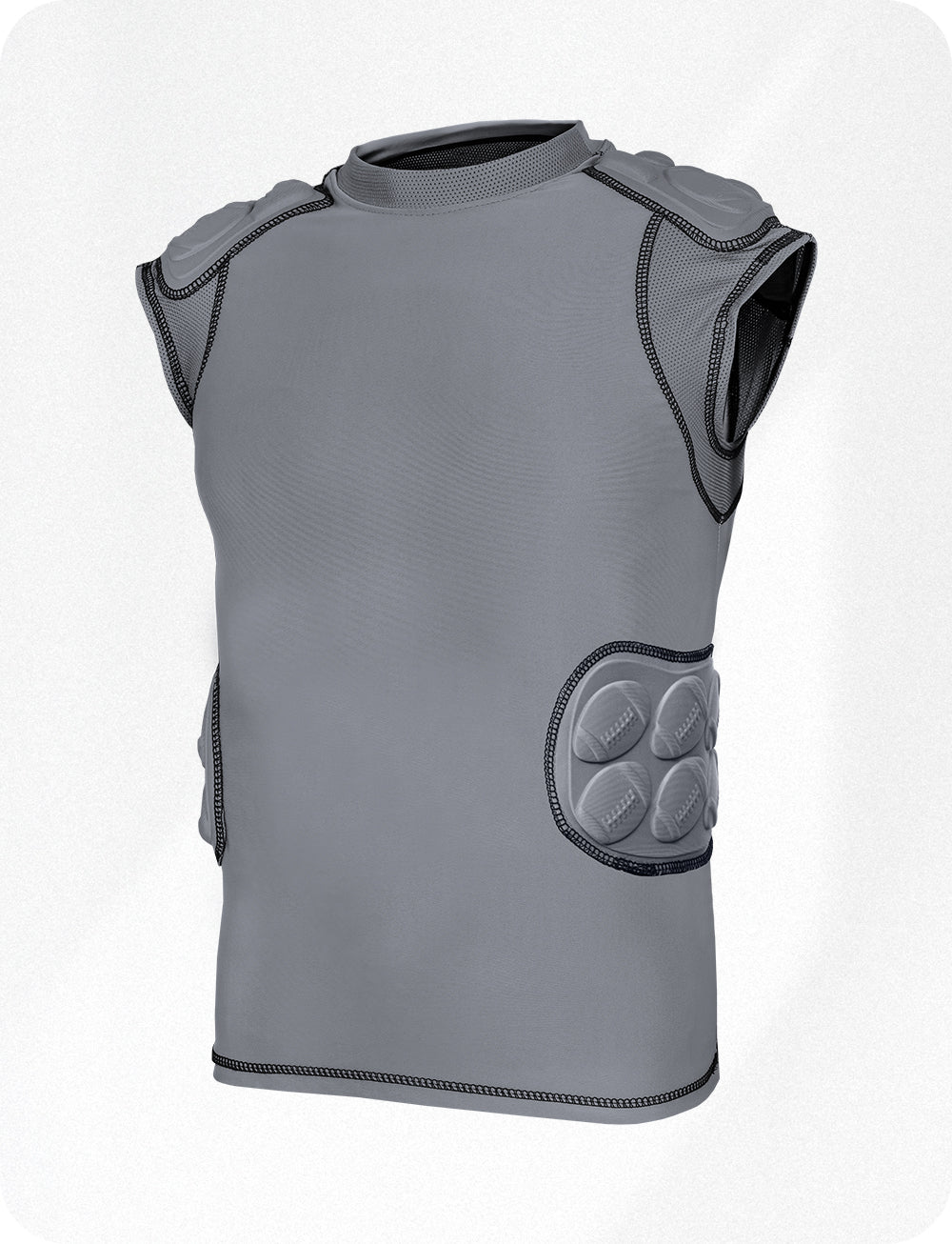 Exxact Sports Defender 5 Pads Boys Football Compression Shirt Youth - Gray
