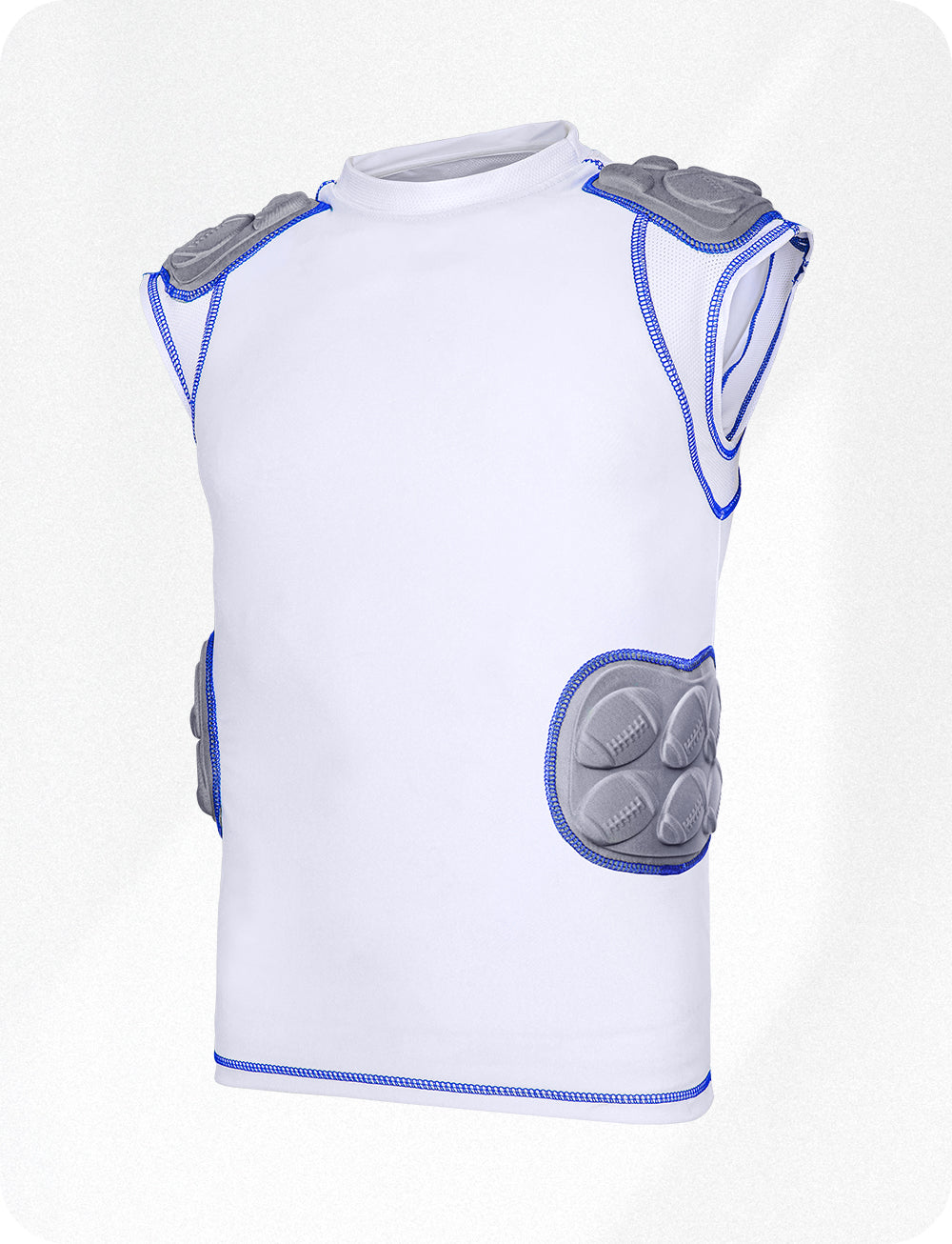 Exxact Sports Defender 5 Pads Boys Football Compression Shirt Youth - White