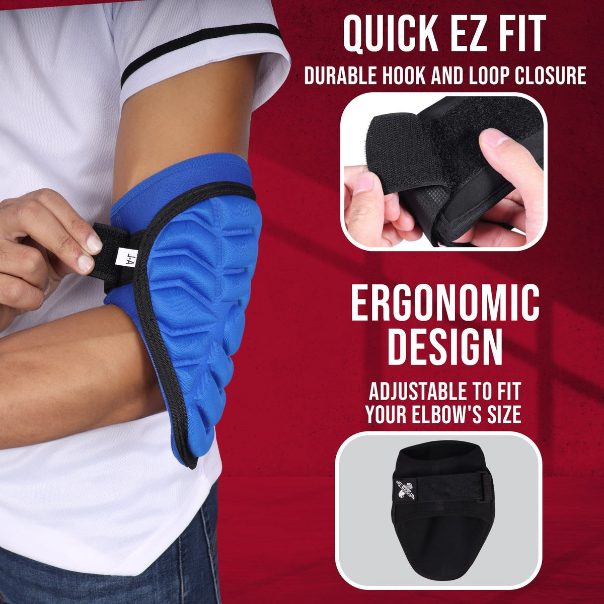 Exxact Sports Defender Baseball Elbow Guard with Adjustable Strap - Royal Blue