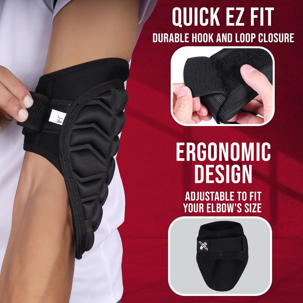 Exxact Sports Defender Baseball Elbow Guard with Adjustable Strap - Black