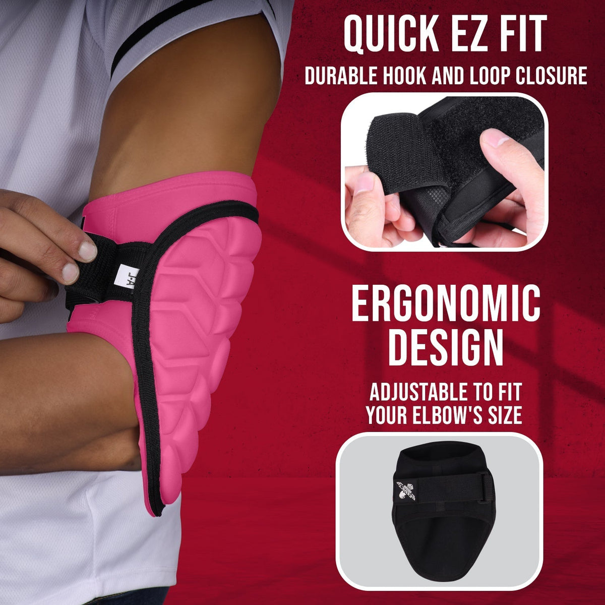 Exxact Sports Defender Baseball Elbow Guard with Adjustable Strap - Pink