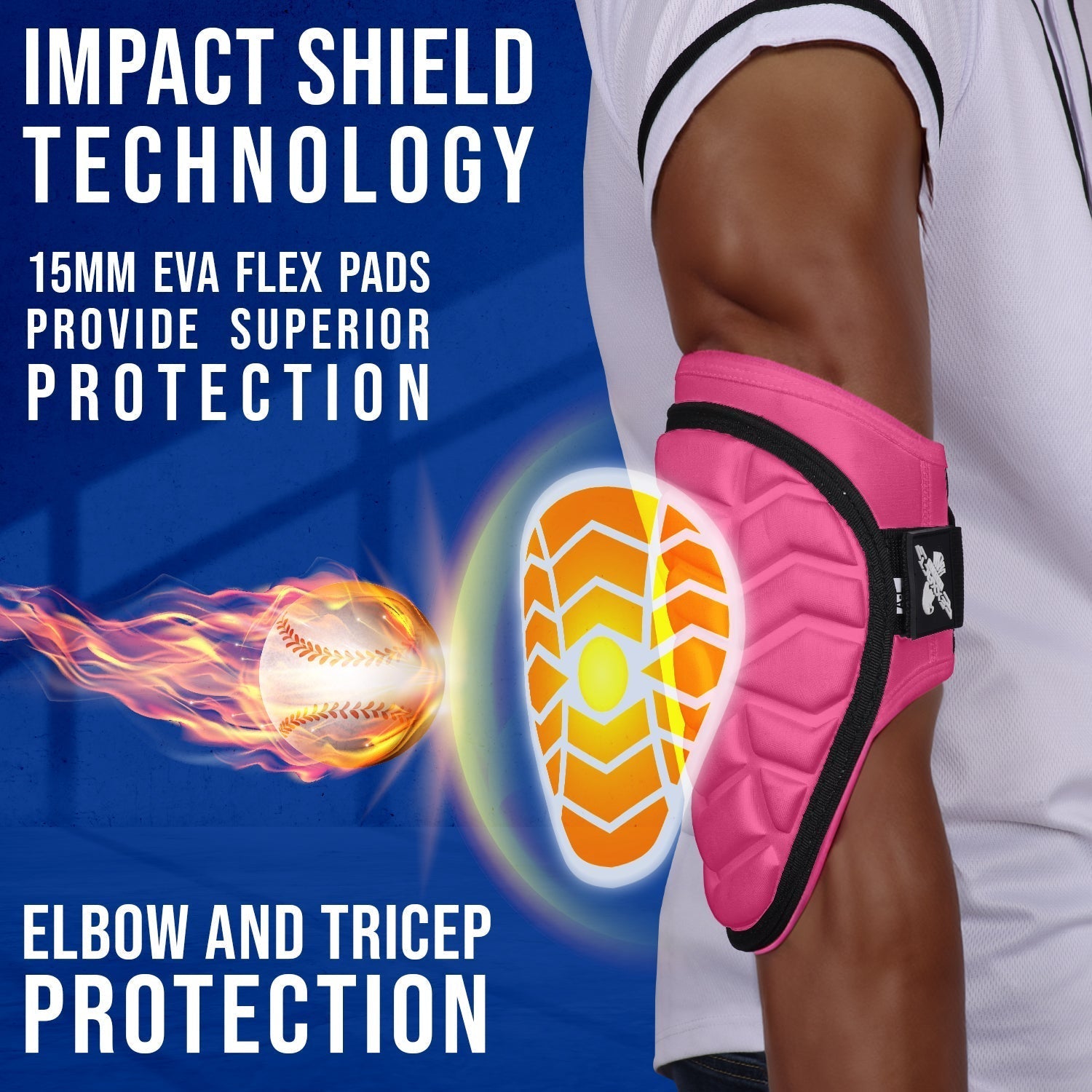 Exxact Sports Defender Baseball Elbow Guard with Adjustable Strap - Pink