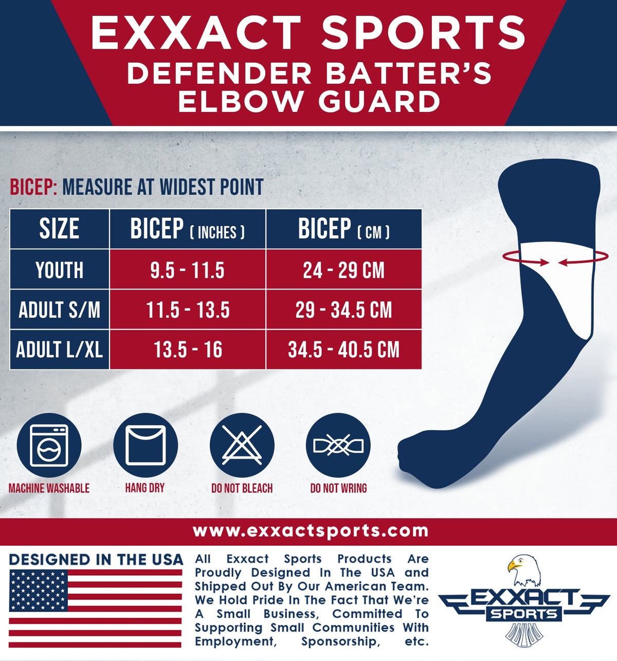 Exxact Sports Defender Baseball Elbow Guard with Adjustable Strap - Royal Blue