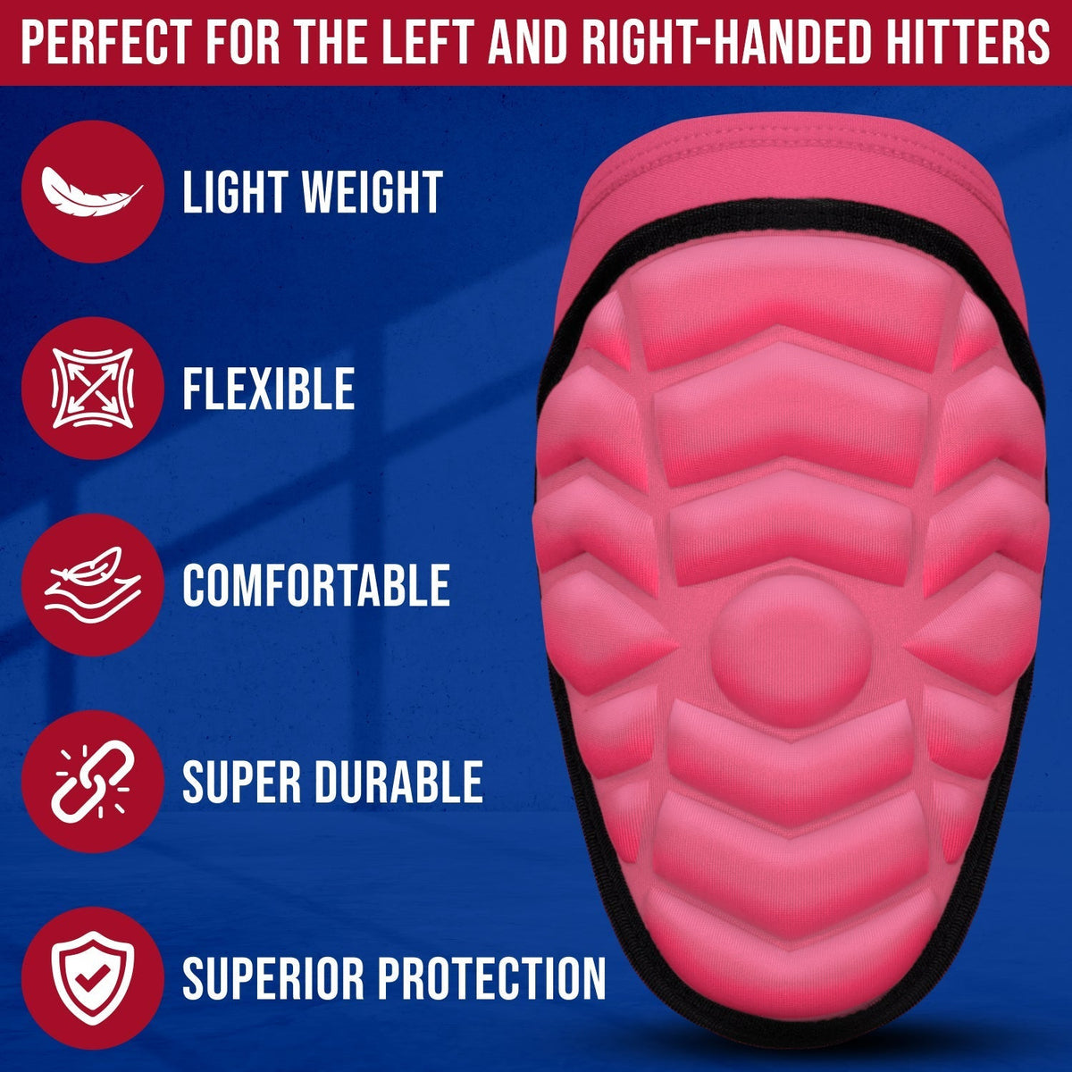 Exxact Sports Defender Baseball Elbow Guard with Adjustable Strap - Pink