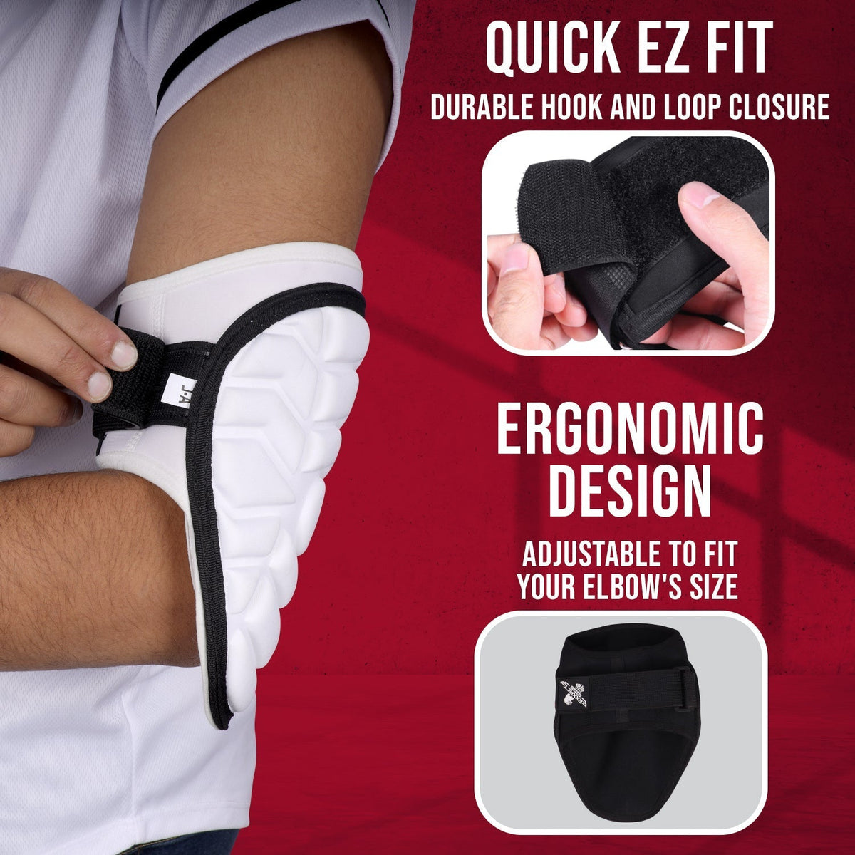 Exxact Sports Defender Baseball Elbow Guard with Adjustable Strap - White
