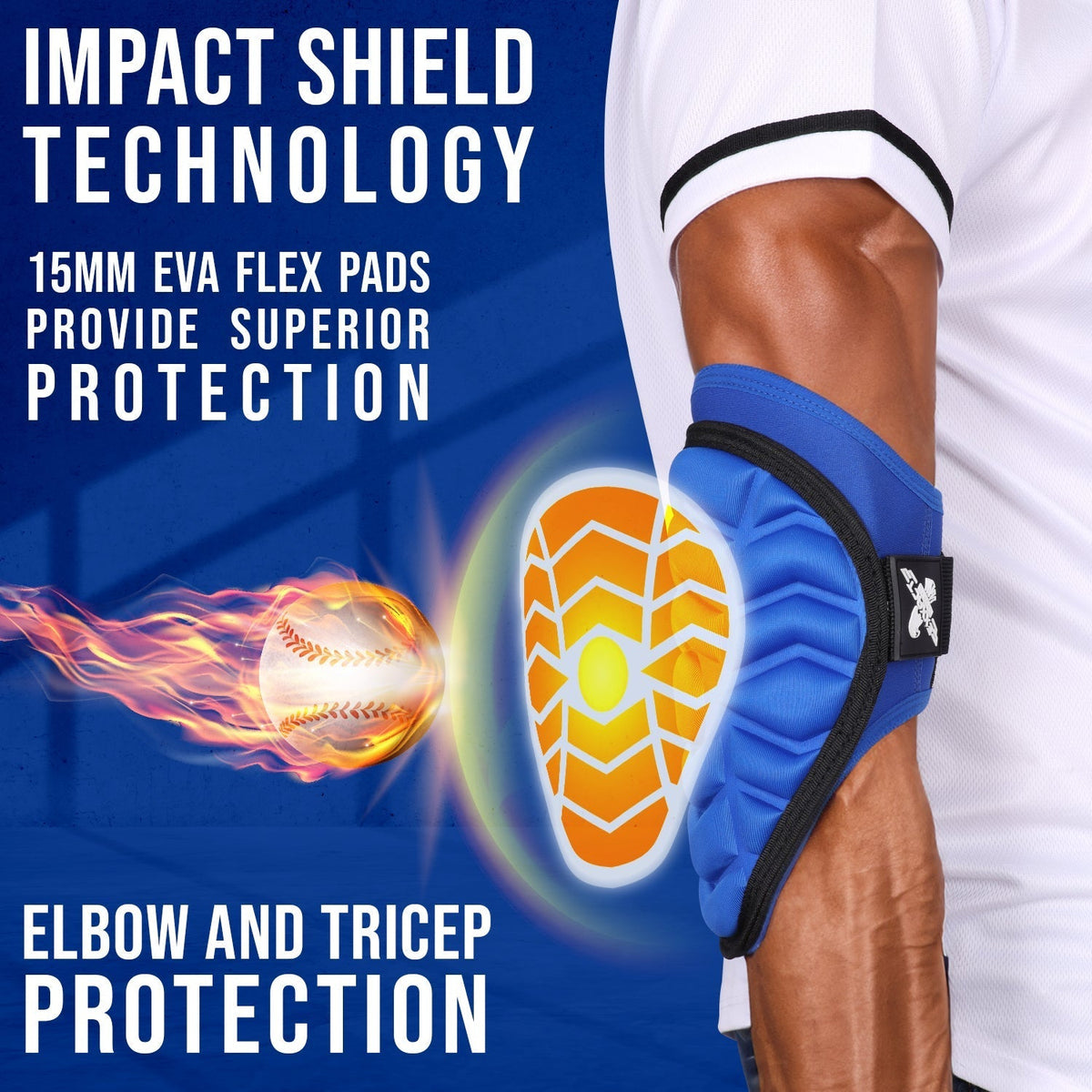 Exxact Sports Defender Baseball Elbow Guard with Adjustable Strap - Royal Blue
