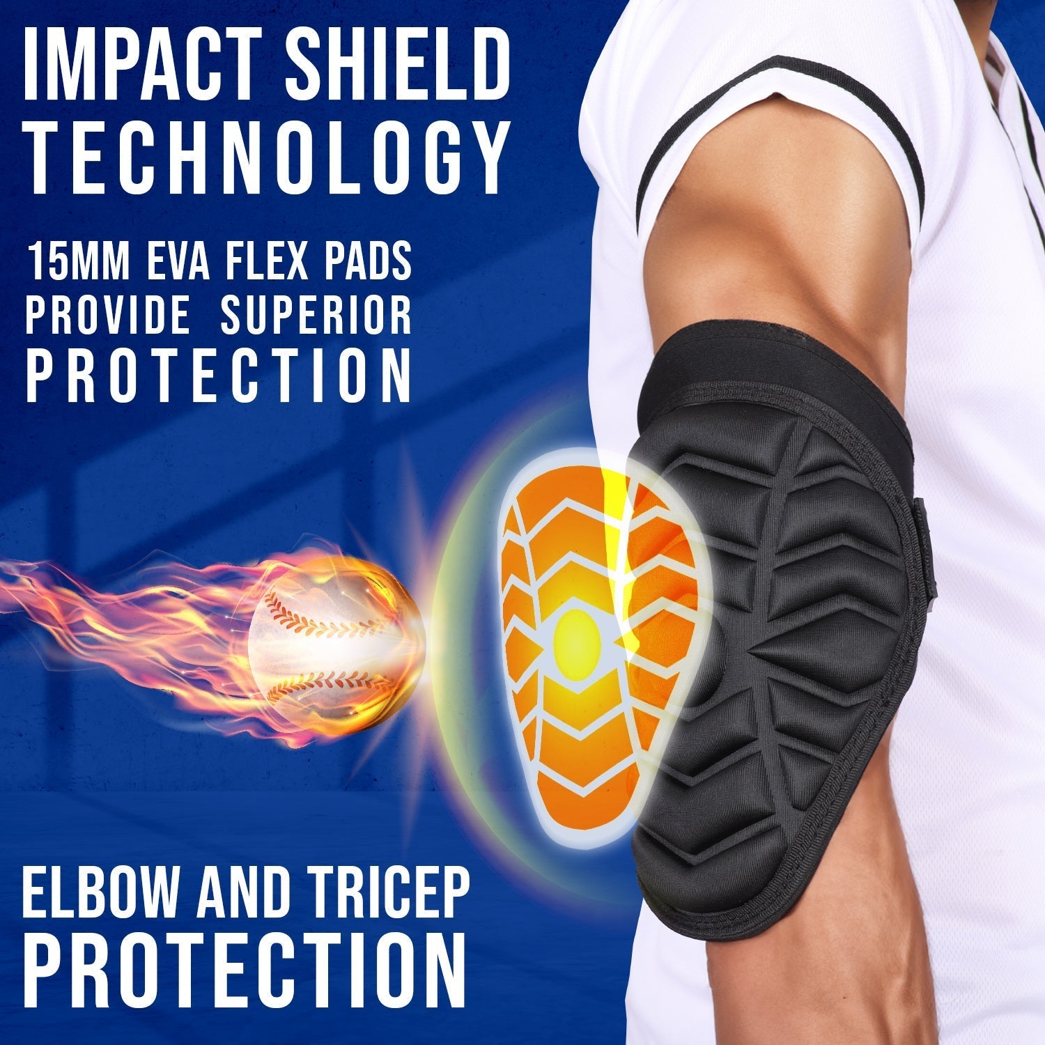 Exxact Sports Defender Baseball Elbow Guard with Adjustable Strap - Black