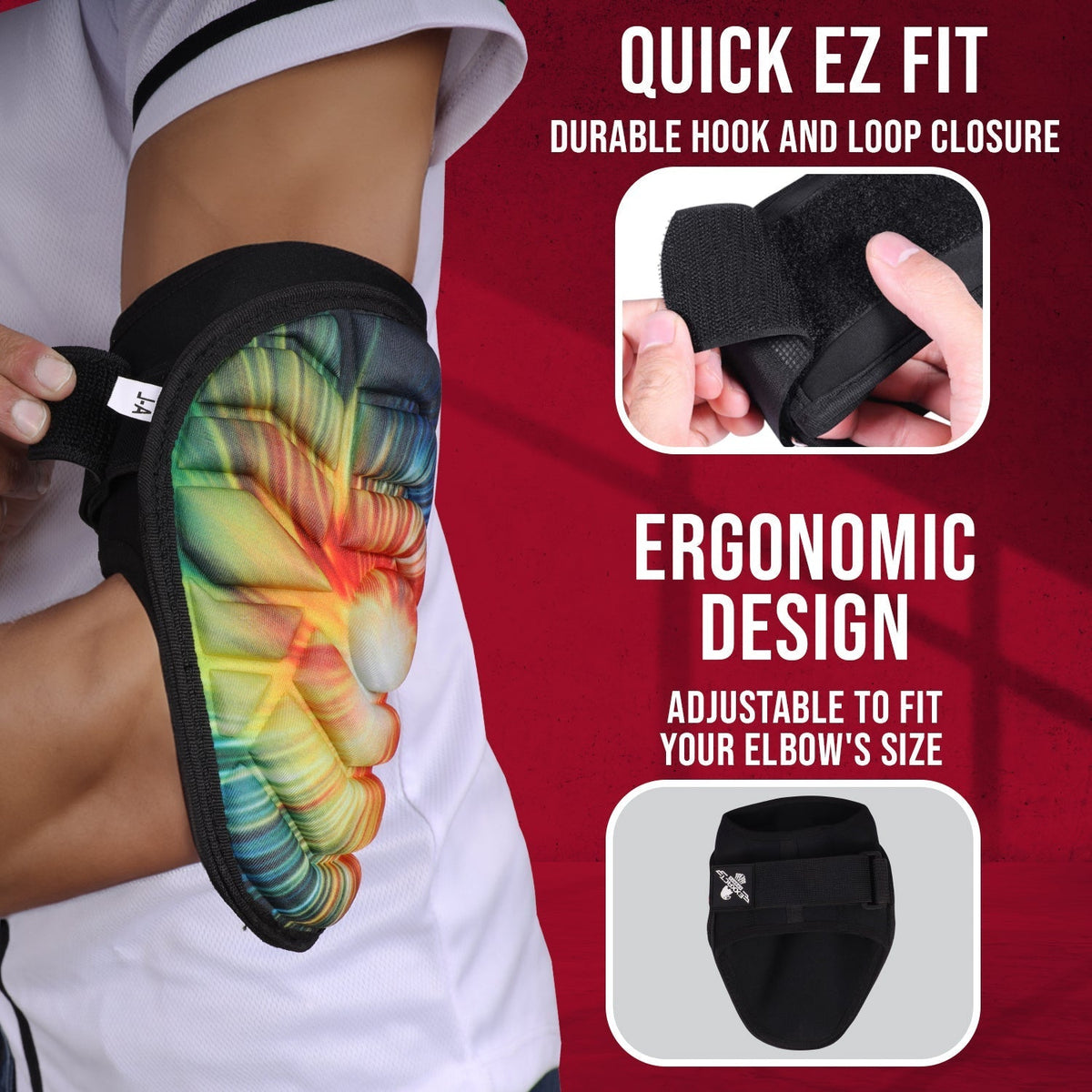 Exxact Sports Defender Baseball Elbow Guard with Adjustable Strap - Tie Dye