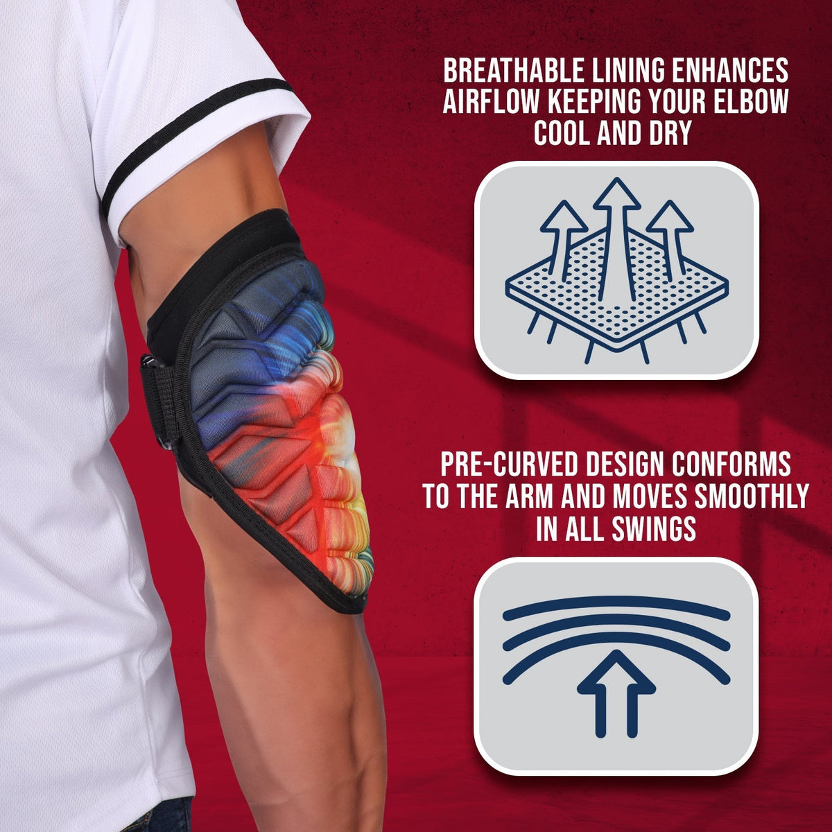 Exxact Sports Defender Baseball Elbow Guard with Adjustable Strap - Tie Dye