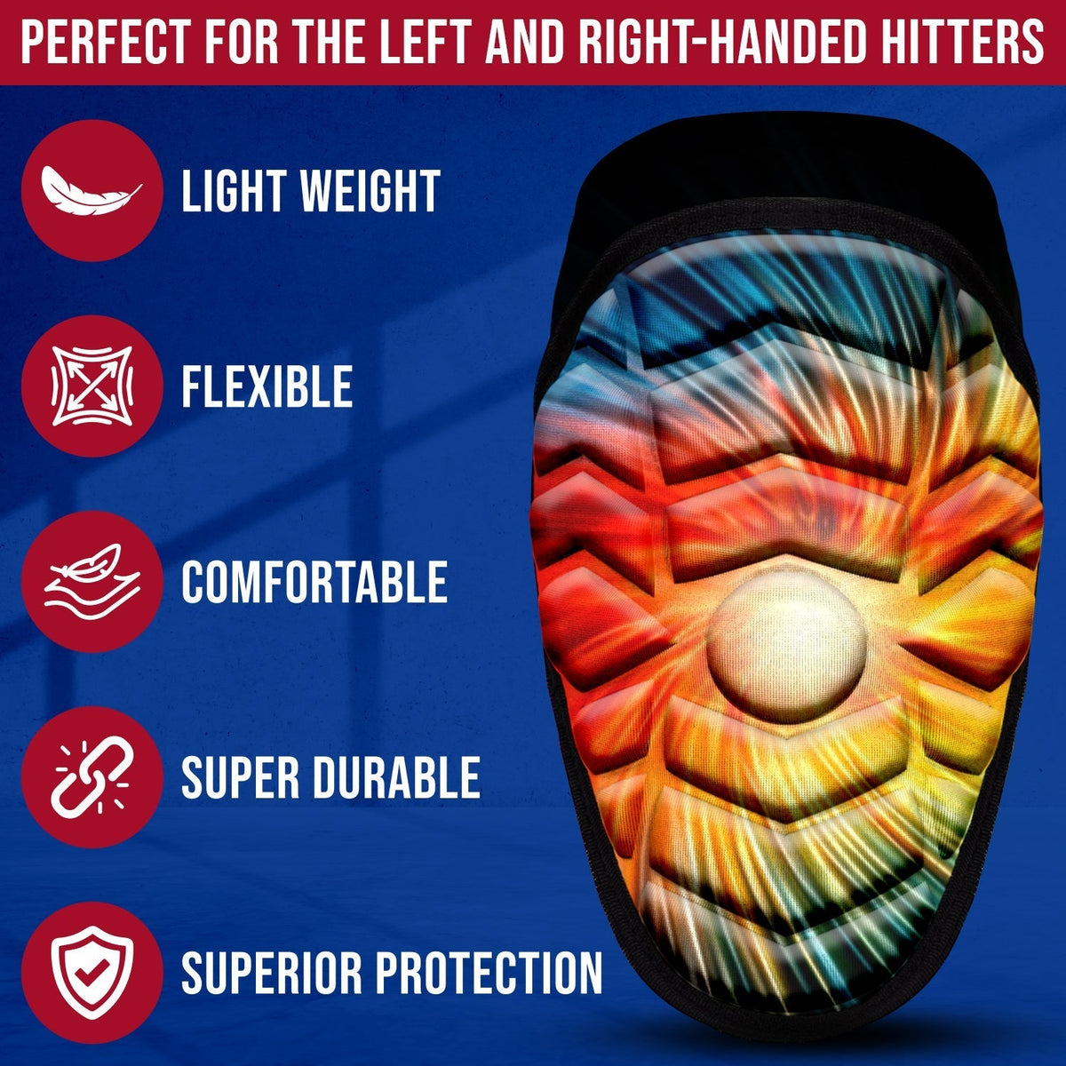 Exxact Sports Defender Baseball Elbow Guard with Adjustable Strap - Tie Dye