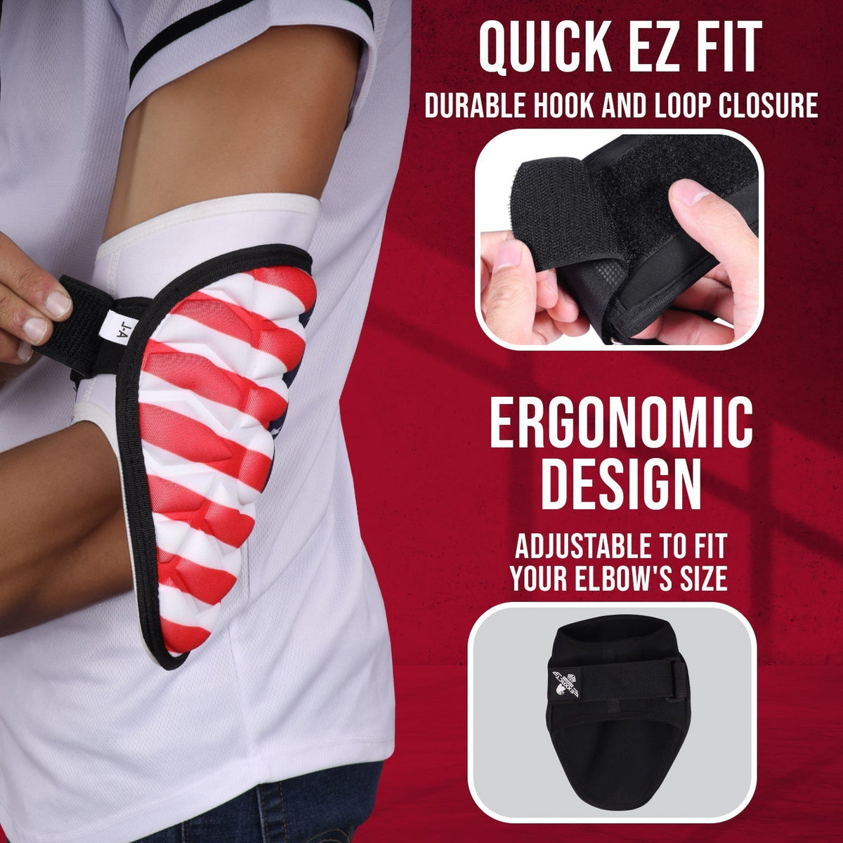 Exxact Sports Defender Baseball Elbow Guard with Adjustable Strap - Usa Flag