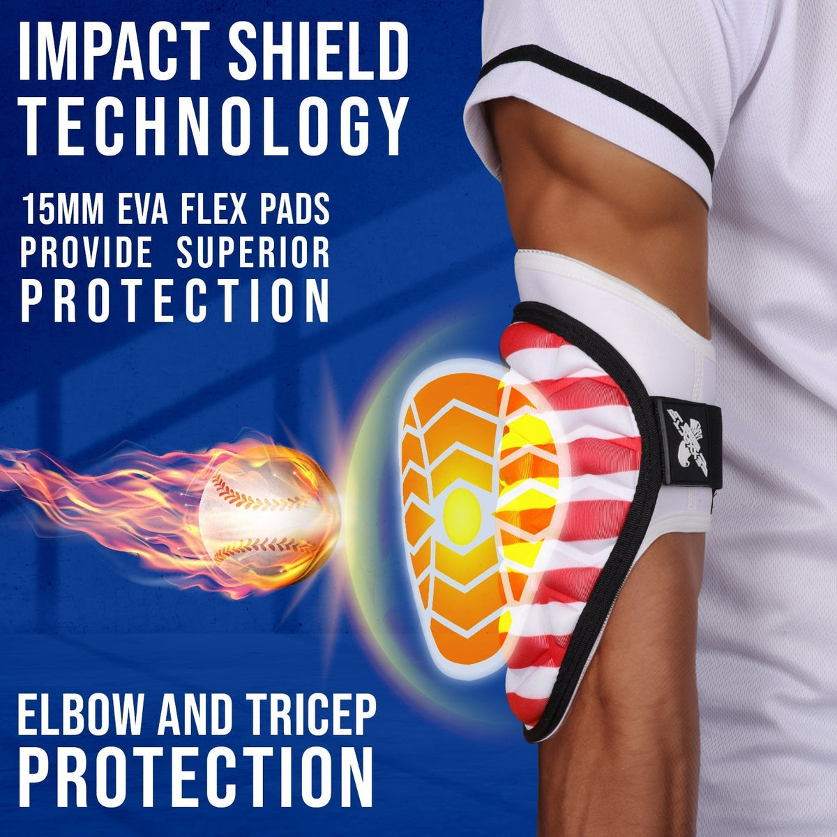 Exxact Sports Defender Baseball Elbow Guard with Adjustable Strap - Usa Flag