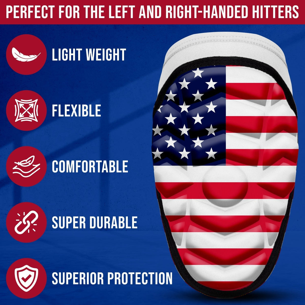 Exxact Sports Defender Baseball Elbow Guard with Adjustable Strap - Usa Flag