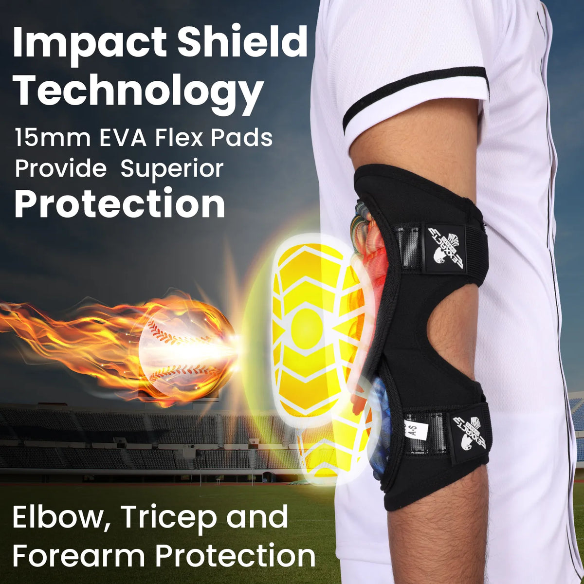 Exxact Sports Defender Plus Baseball Elbow Guard with Adjustable Straps Adult - Tie Dye