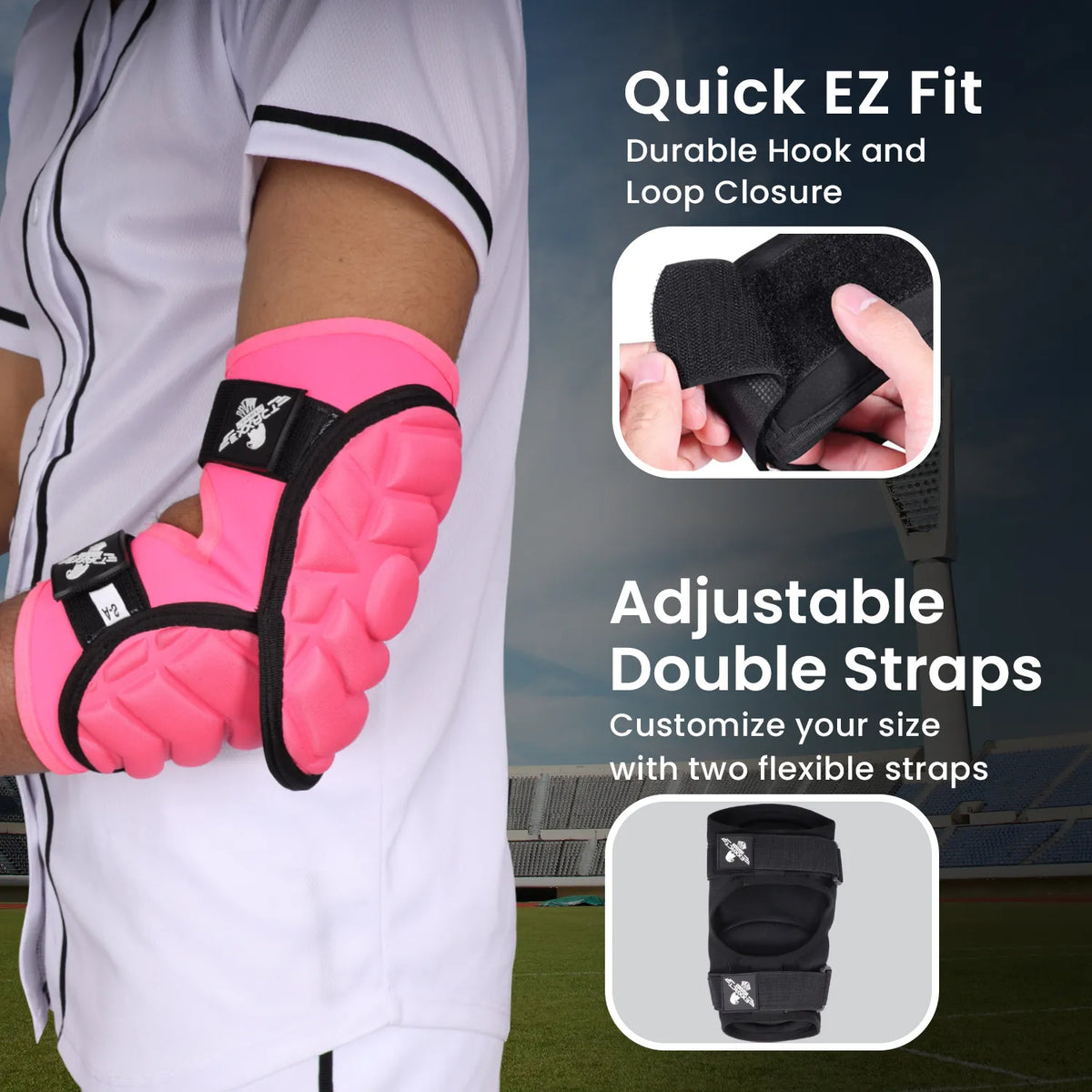 Exxact Sports Defender Plus Baseball Elbow Guard with Adjustable Straps Adult - Pink