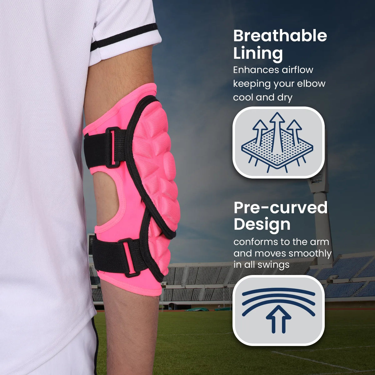 Exxact Sports Defender Plus Baseball Elbow Guard with Adjustable Straps Adult - Pink