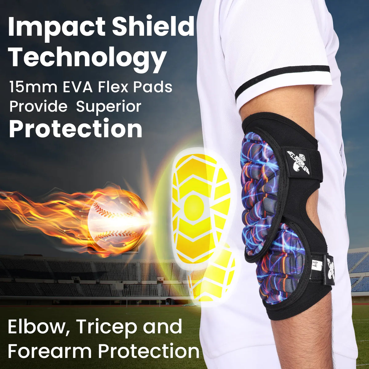 Exxact Sports Defender Plus Baseball Elbow Guard with Adjustable Straps Adult - Lazer