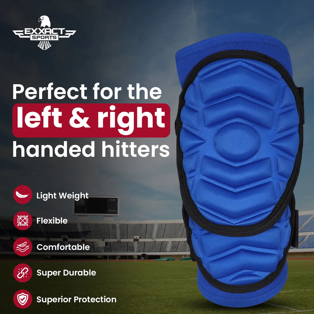 Exxact Sports Defender Plus Baseball Elbow Guard with Adjustable Straps Adult - Royal Blue