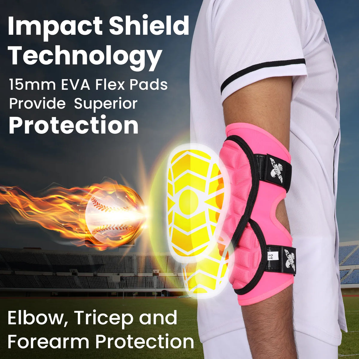 Exxact Sports Defender Plus Baseball Elbow Guard with Adjustable Straps Adult - Pink