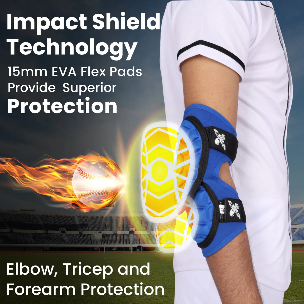 Exxact Sports Defender Plus Baseball Elbow Guard with Adjustable Straps Adult - Royal Blue