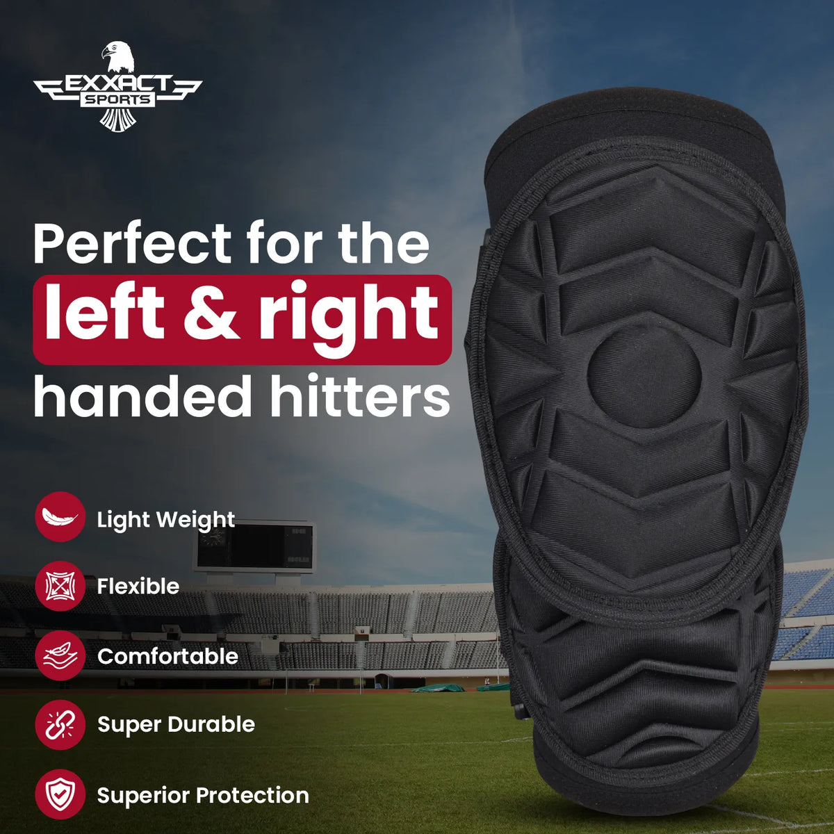 Exxact Sports Defender Plus Baseball Elbow Guard with Adjustable Straps Youth - Black