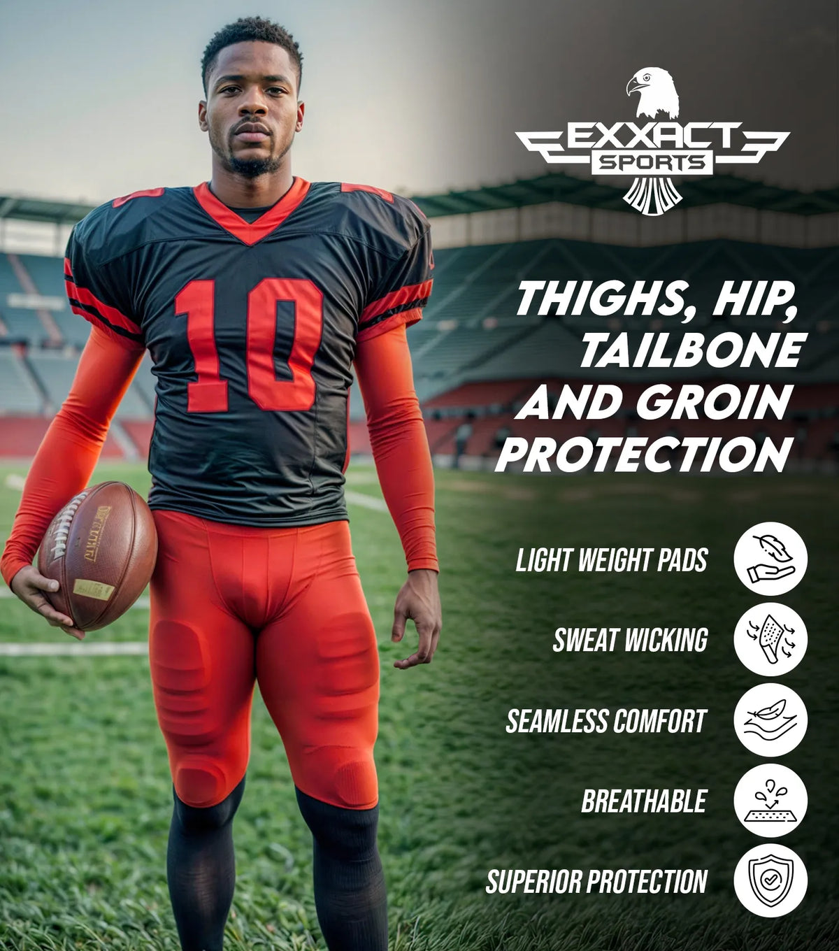 Exxact Sports Elite 5-pad Men Football Girdle with Cup Pocket Adult - Gray