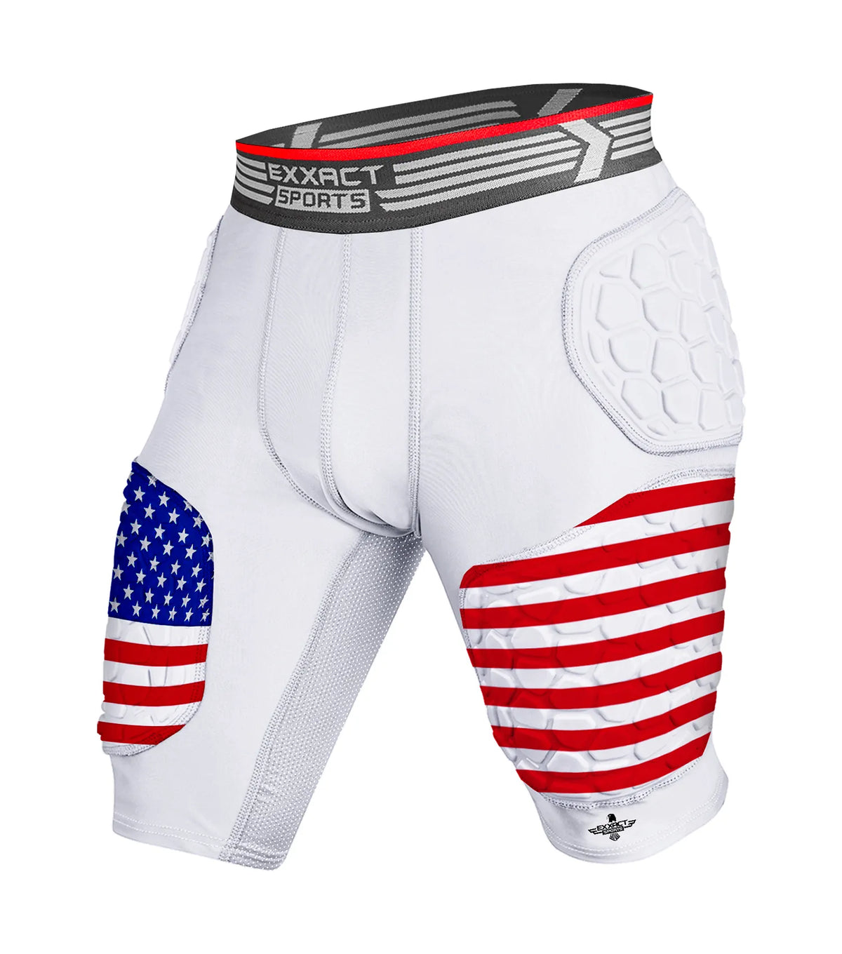 Exxact Sports Elite 5-pad Men Football Girdle with Cup Pocket Patriot Adult- Usa Flag