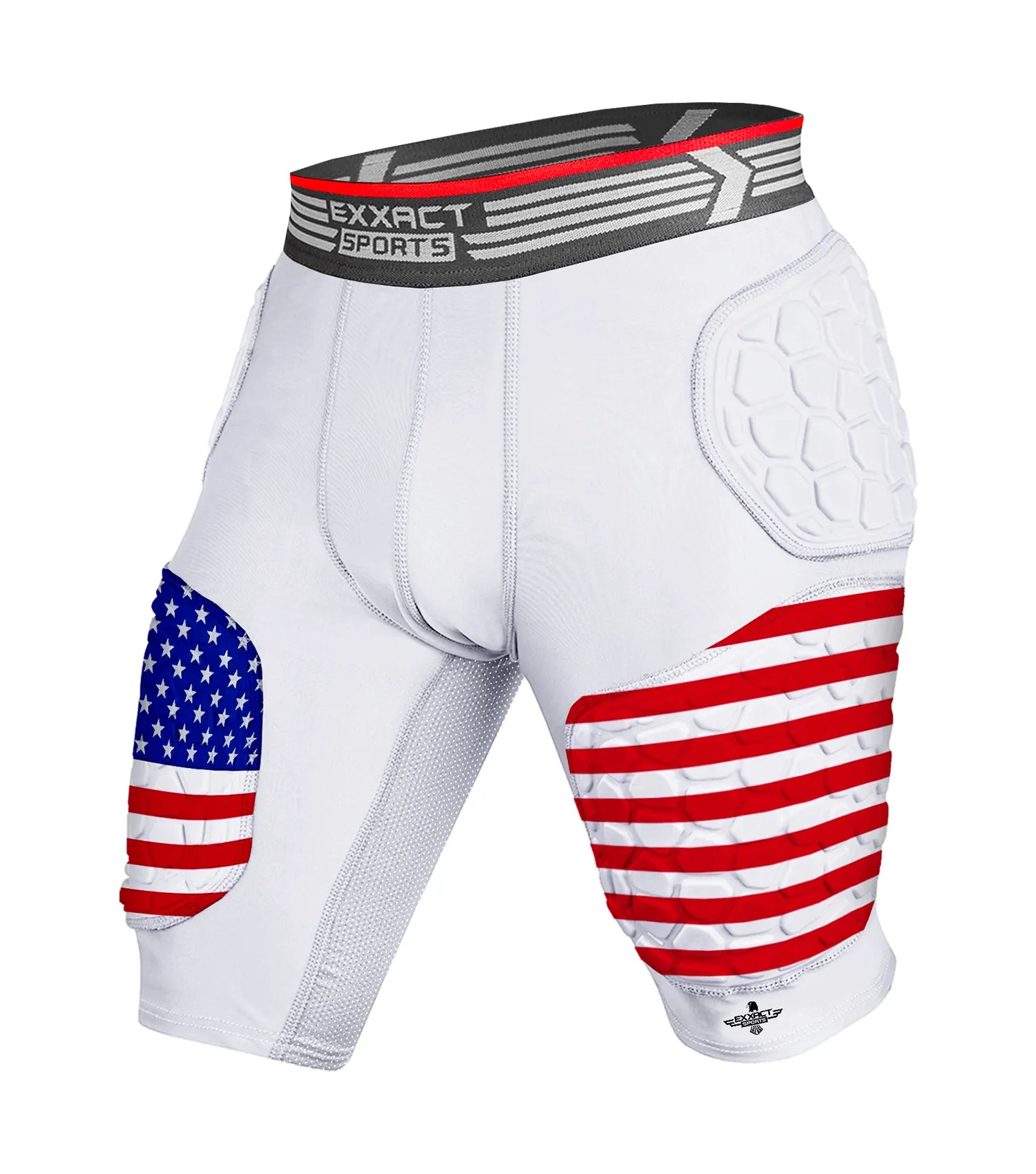 Exxact Sports Elite 5-pad Men Football Girdle with Cup Pocket Patriot Adult- Usa Flag