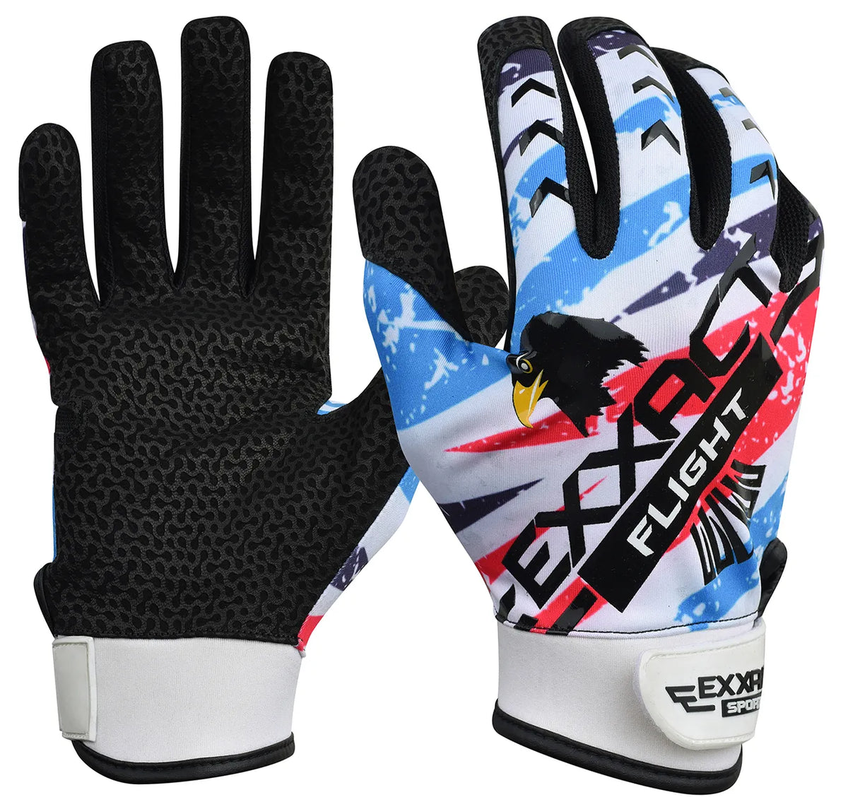 Exxact Sports Flight Baseball Batting Gloves for Youth & Adult - White Printed