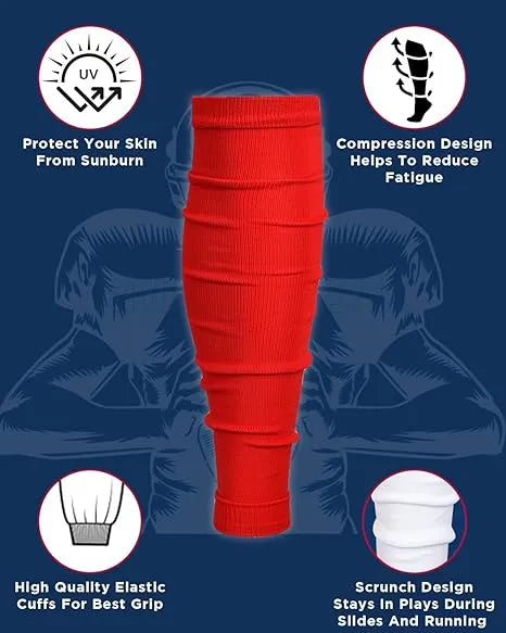 Exxact Sports Football Leg Sleeves Men’s & Boys 1 Pair - Red