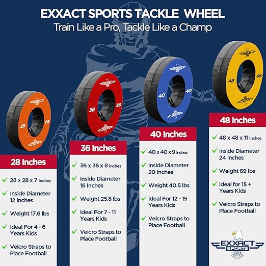 Exxact Sports Football Tackle Wheel Dummies with Straps 36’’ - Red