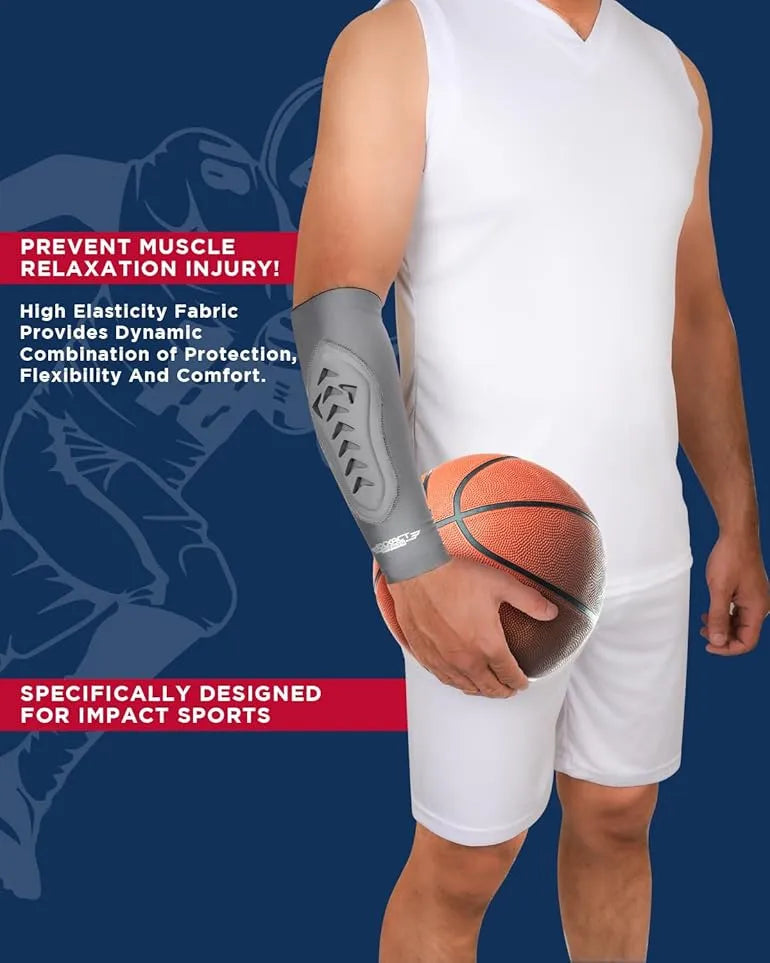 Exxact Sports Forearm Padded Compression Sleeve for Football Baseball Youth 1 Pair - Gray - Large/x-large