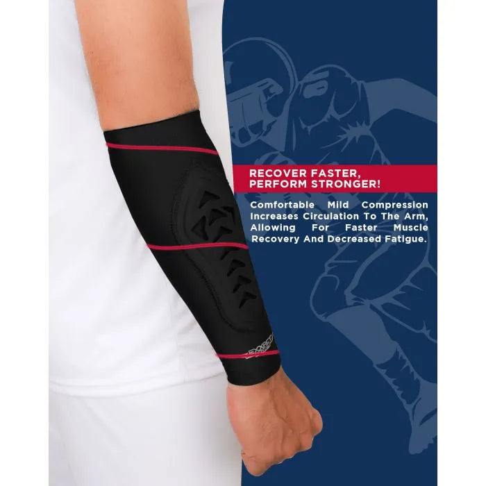 Exxact Sports Forearm Padded Compression Sleeve for Football Baseball 1 Pair Adult - Black