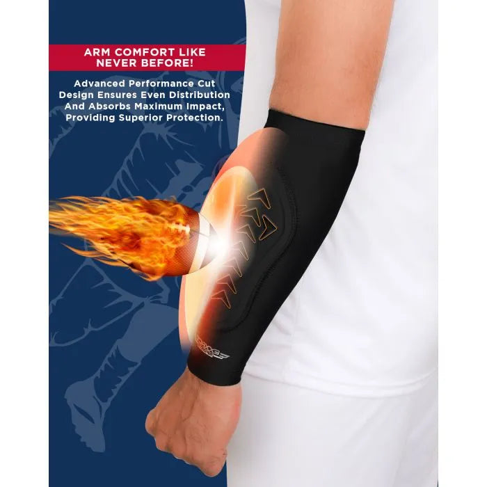 Exxact Sports Forearm Padded Compression Sleeve for Football Baseball 1 Pair Adult - Black