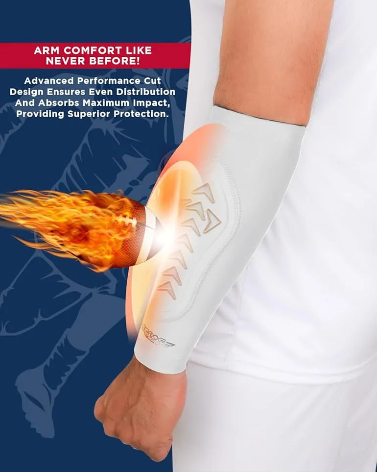 Exxact Sports Forearm Padded Compression Sleeves for Football Baseball 1 Pair - White(youth - Youth Large/x-large