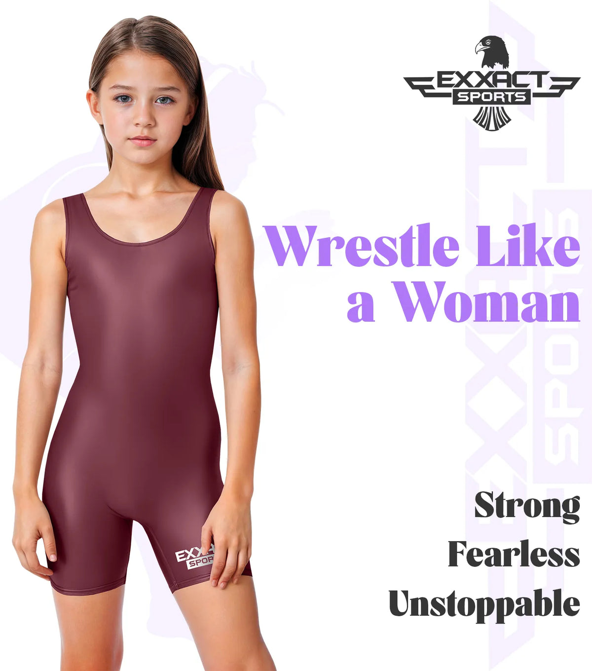 Exxact Sports Girls Wrestling Singlets High-cut Female singlets - Maroon