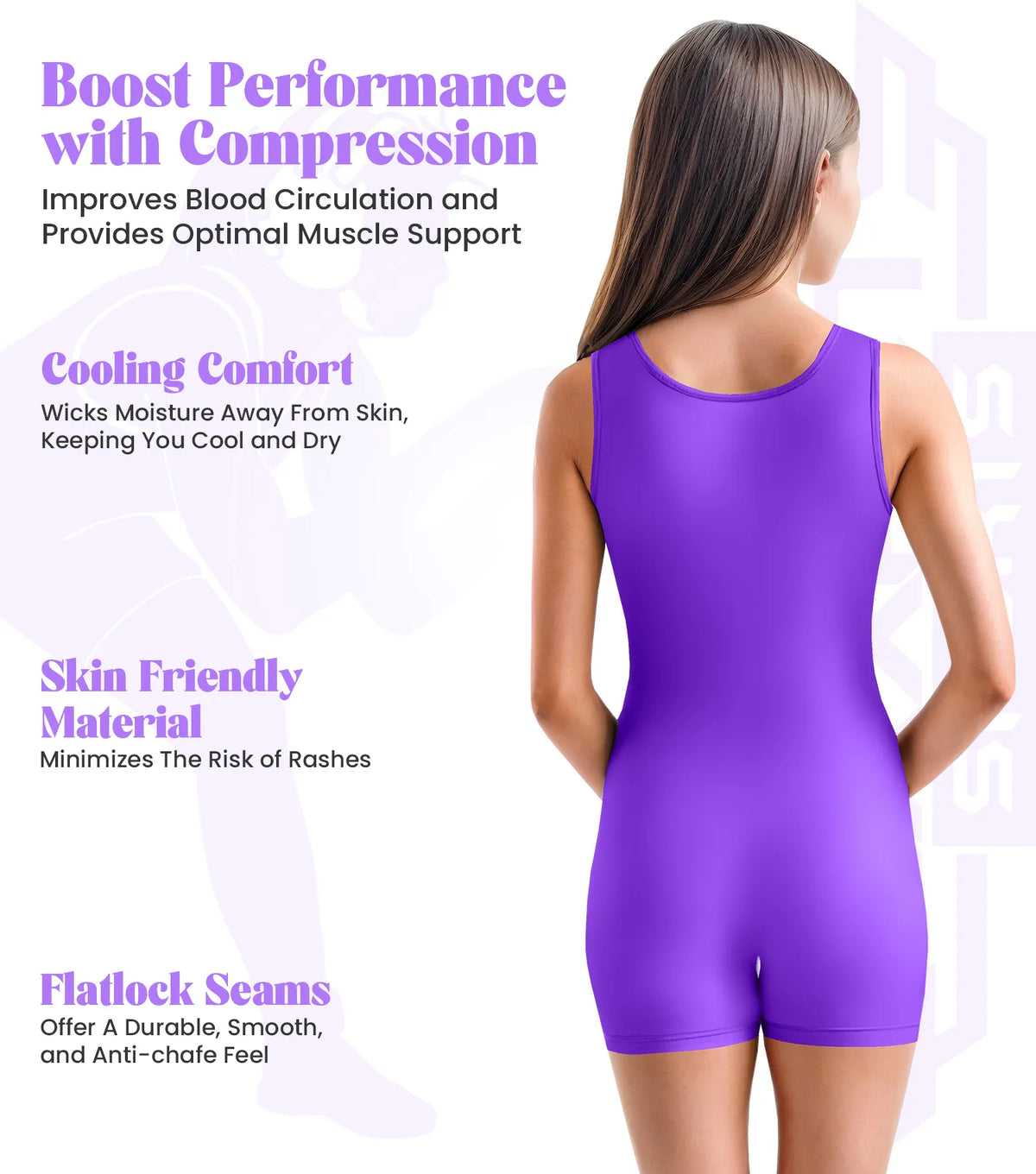 Exxact Sports Girls Wrestling Singlets High-cut Female singlets - Purple