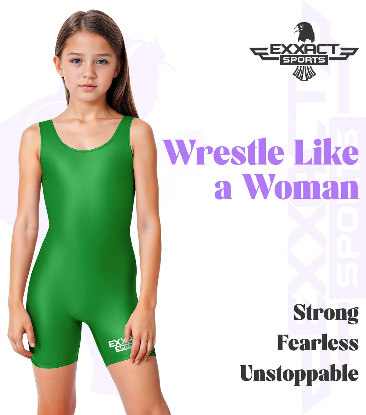 Exxact Sports Girls Wrestling Singlets High-cut Female singlets - Green