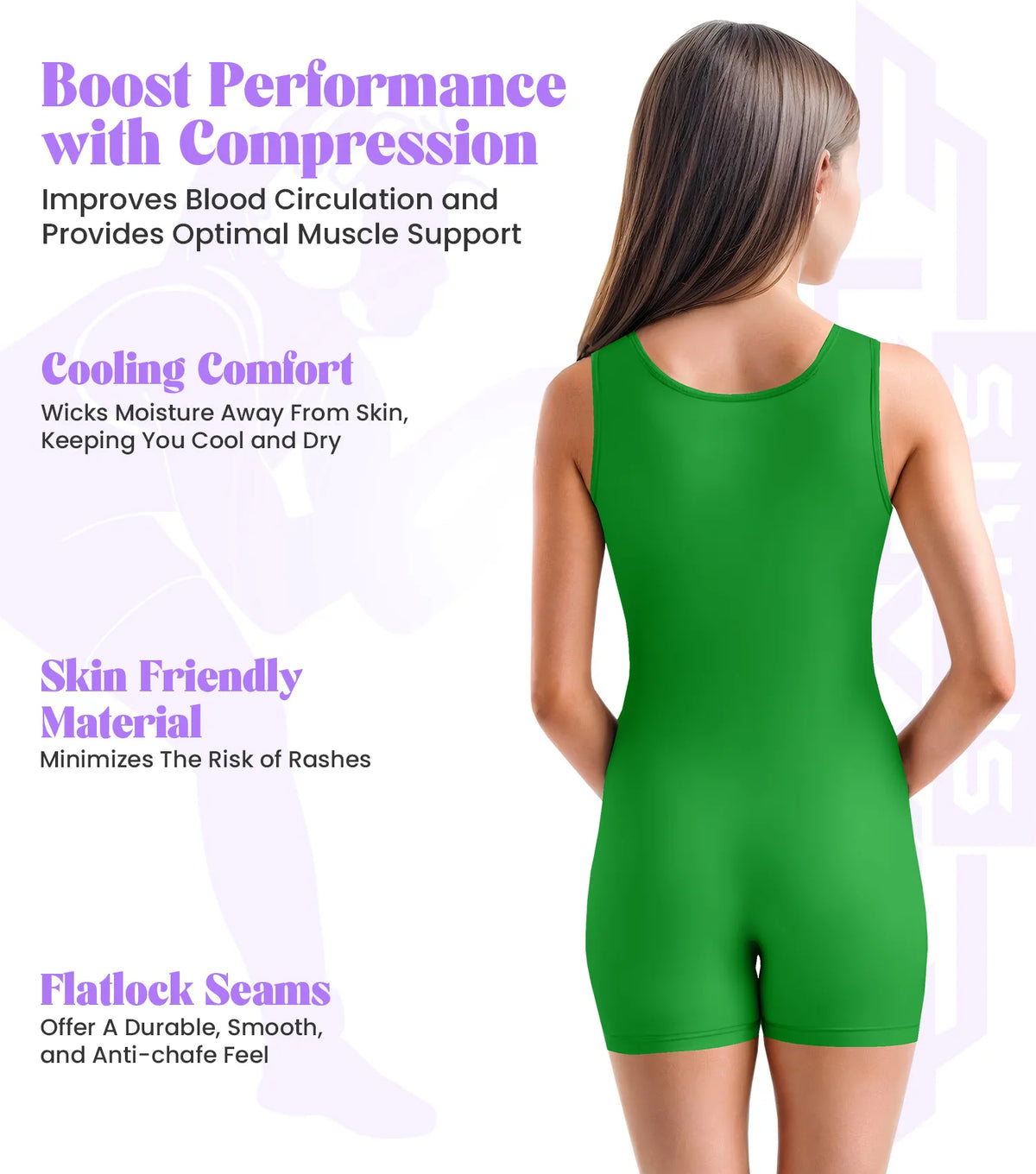 Exxact Sports Girls Wrestling Singlets High-cut Female singlets - Green