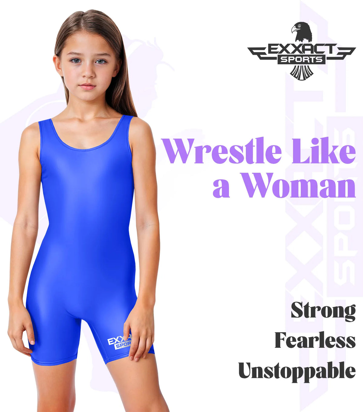 Exxact Sports Girls Wrestling Singlets High-cut Female singlets - Royal Blue
