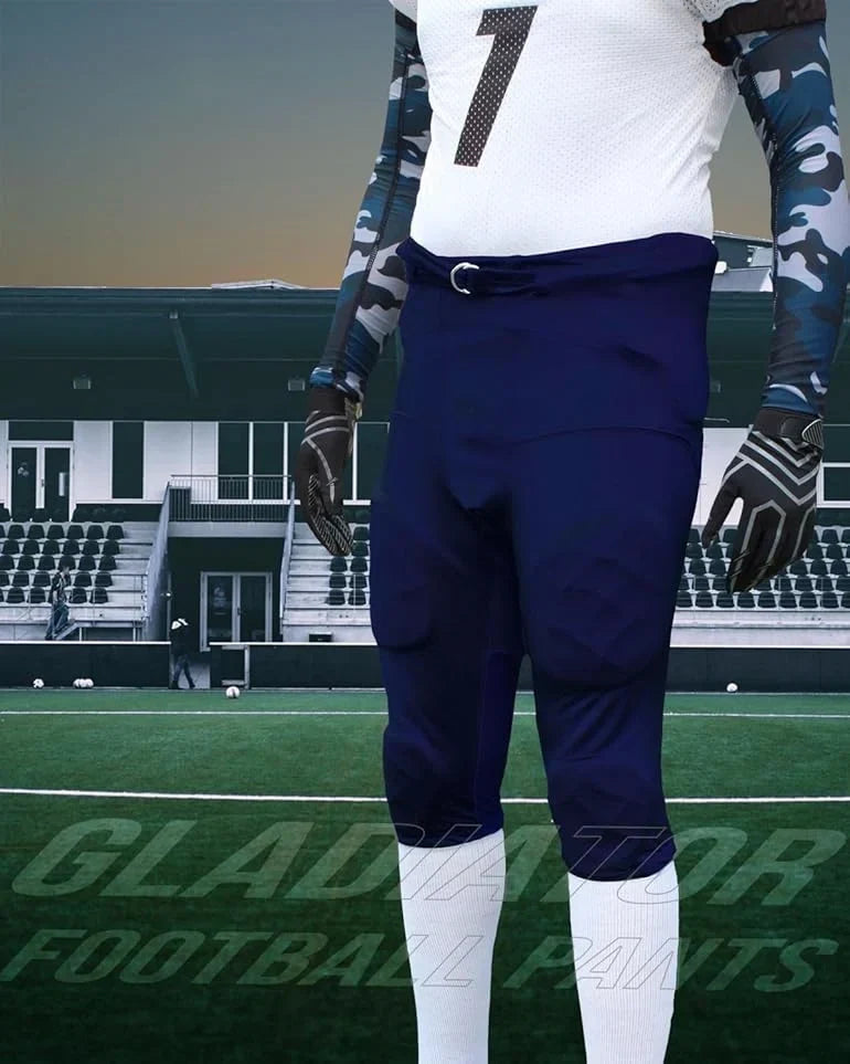 Exxact Sports Gladiator Men’s Integrated Football Pants with Built-in pads - Navy