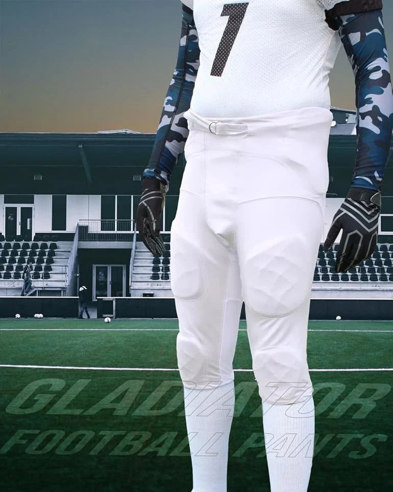 Exxact Sports Gladiator Men’s Integrated Football Pants with Built-in pads - White