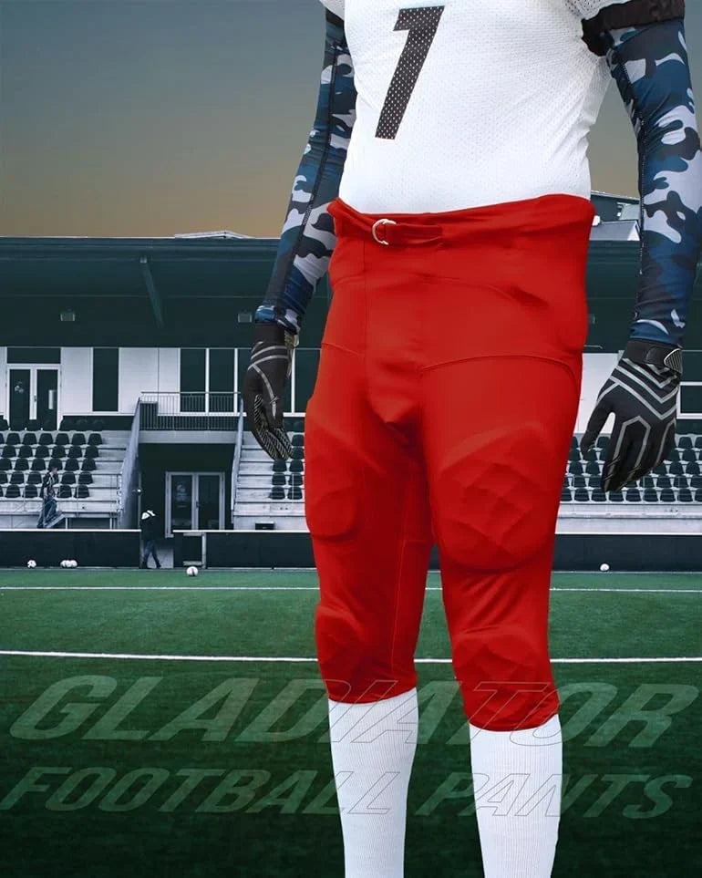 Exxact Sports Gladiator Men’s Integrated Football Pants with Built-in pads - Red