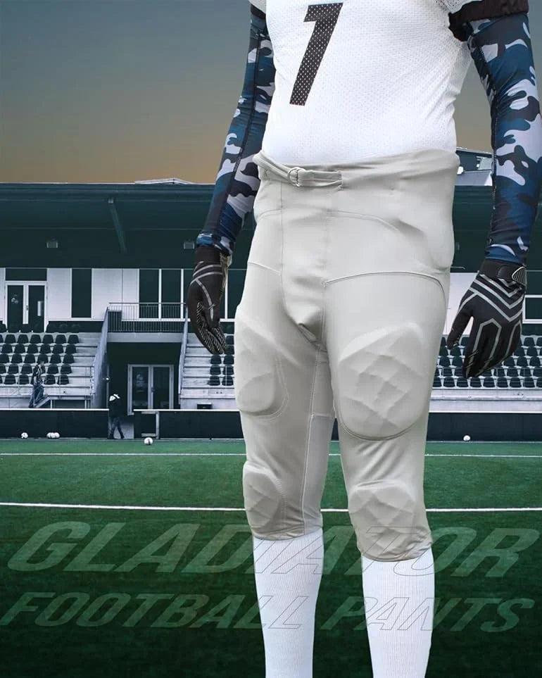 Exxact Sports Gladiator Men’s Integrated Football Pants with Built-in pads - Silver