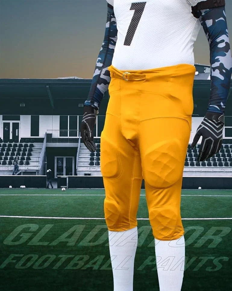 Exxact Sports Gladiator Men’s Integrated Football Pants with Built-in pads - Gold