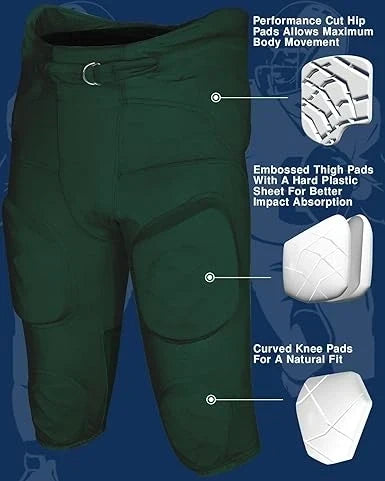 Exxact Sports Gladiator Men’s Integrated Football Pants with Built-in pads - Green