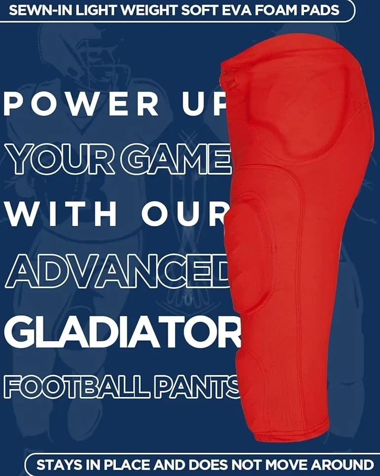 Exxact Sports Gladiator Men’s Integrated Football Pants with Built-in pads - Red